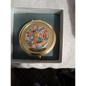Mixit Initial Compact Mirror Letter L Gold Color In Gift Box New